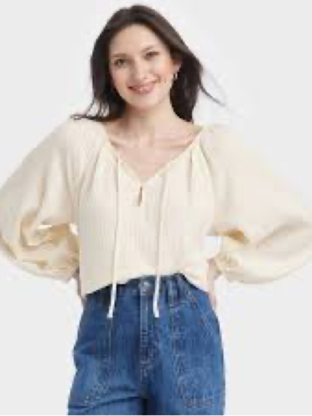 Universal Thread cream peasant boho shirt or blouse puff sleeves xl Cottagecore